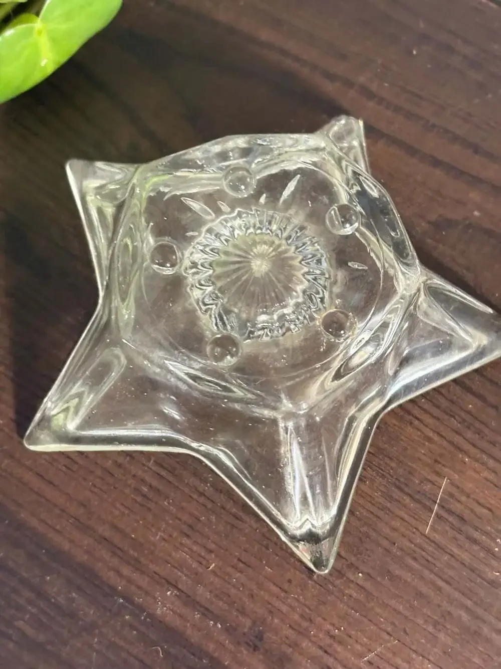 Vintage Hazel-Atlas Clear Glass 5-Point Star Taper Candle Holder
